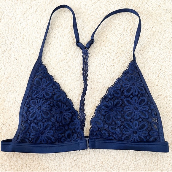 VS Navy Lace Racerback T-Back Bralette - Picture 5 of 5